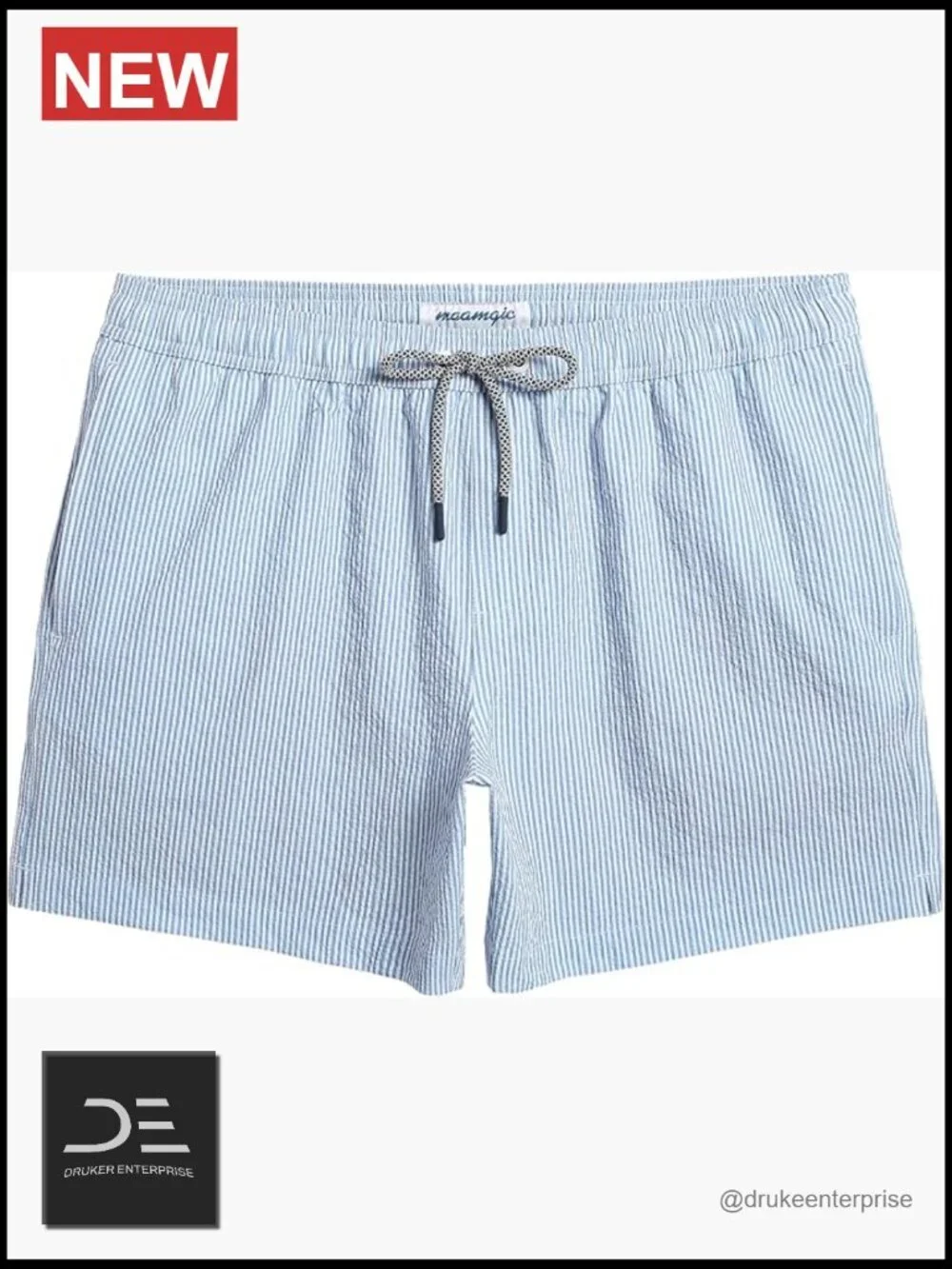 Men's Seersucker Swim Trunks 5.5 inch Quick Dry with Mesh Liner